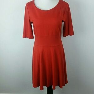 COTTON CANDY l Rust Ponte Knit Fit Flare Dress E1